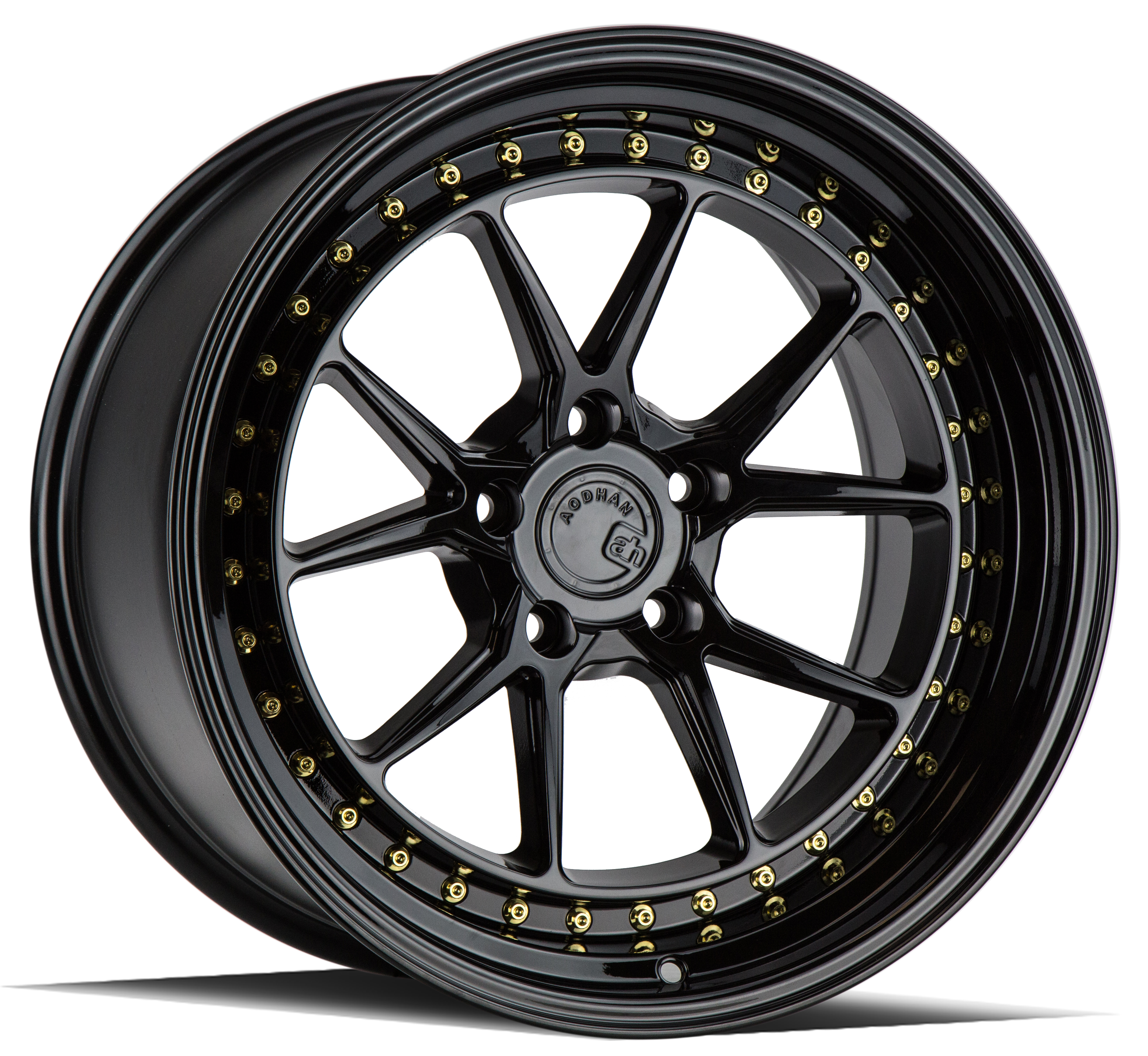 AODHAN DS08 - Gloss Black W /Gold Rivets