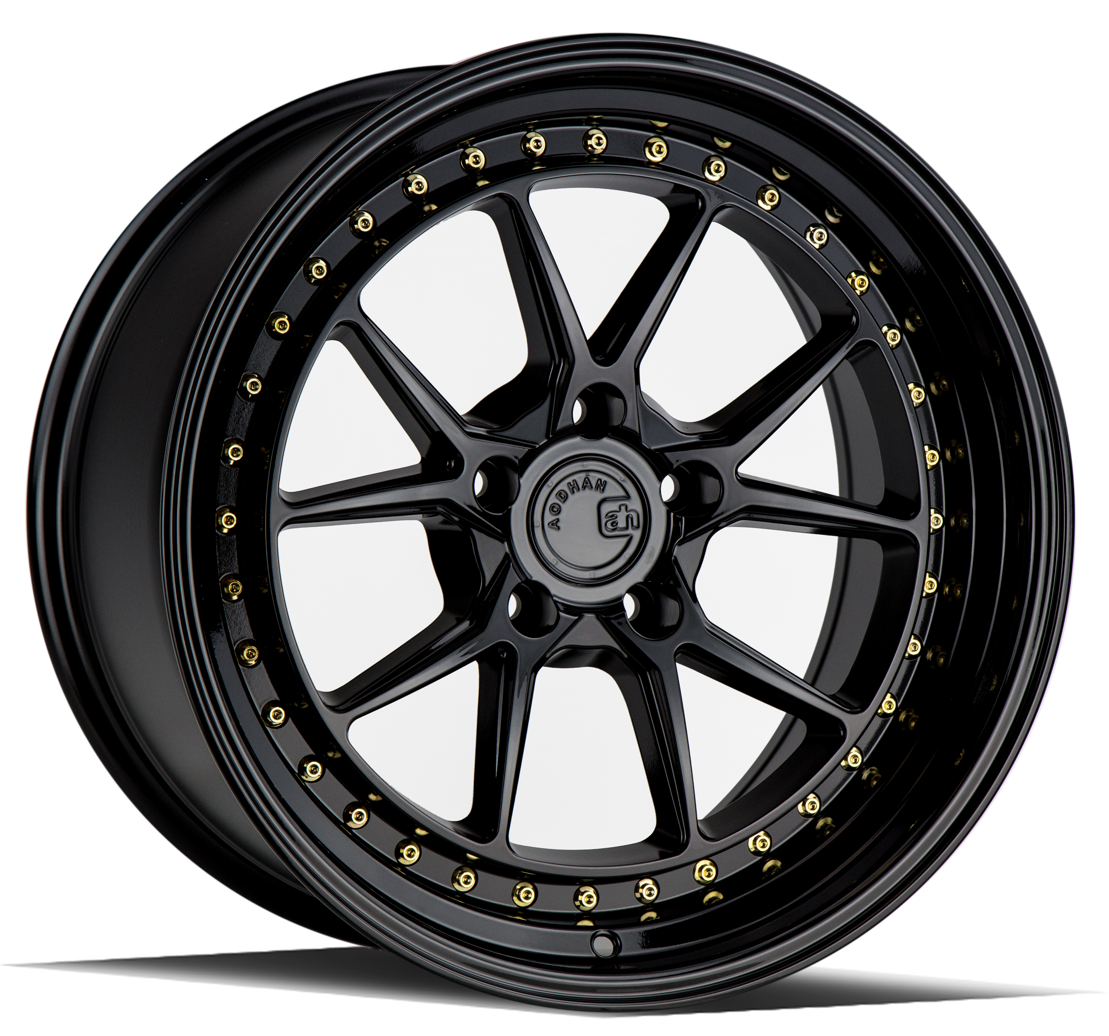 AODHAN DS08 - Gloss Black W /Gold Rivets