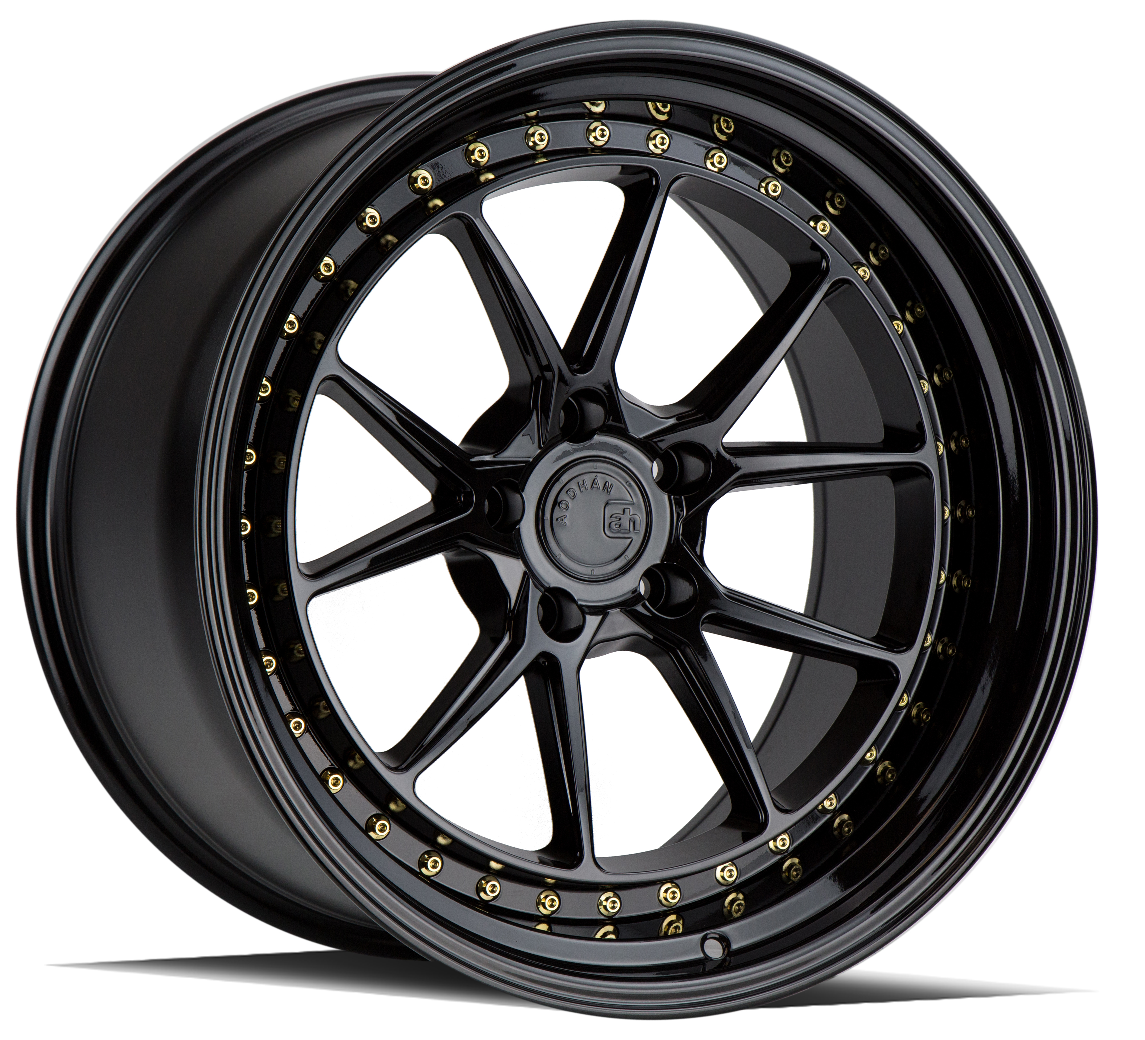 AODHAN DS08 - Gloss Black W /Gold Rivets