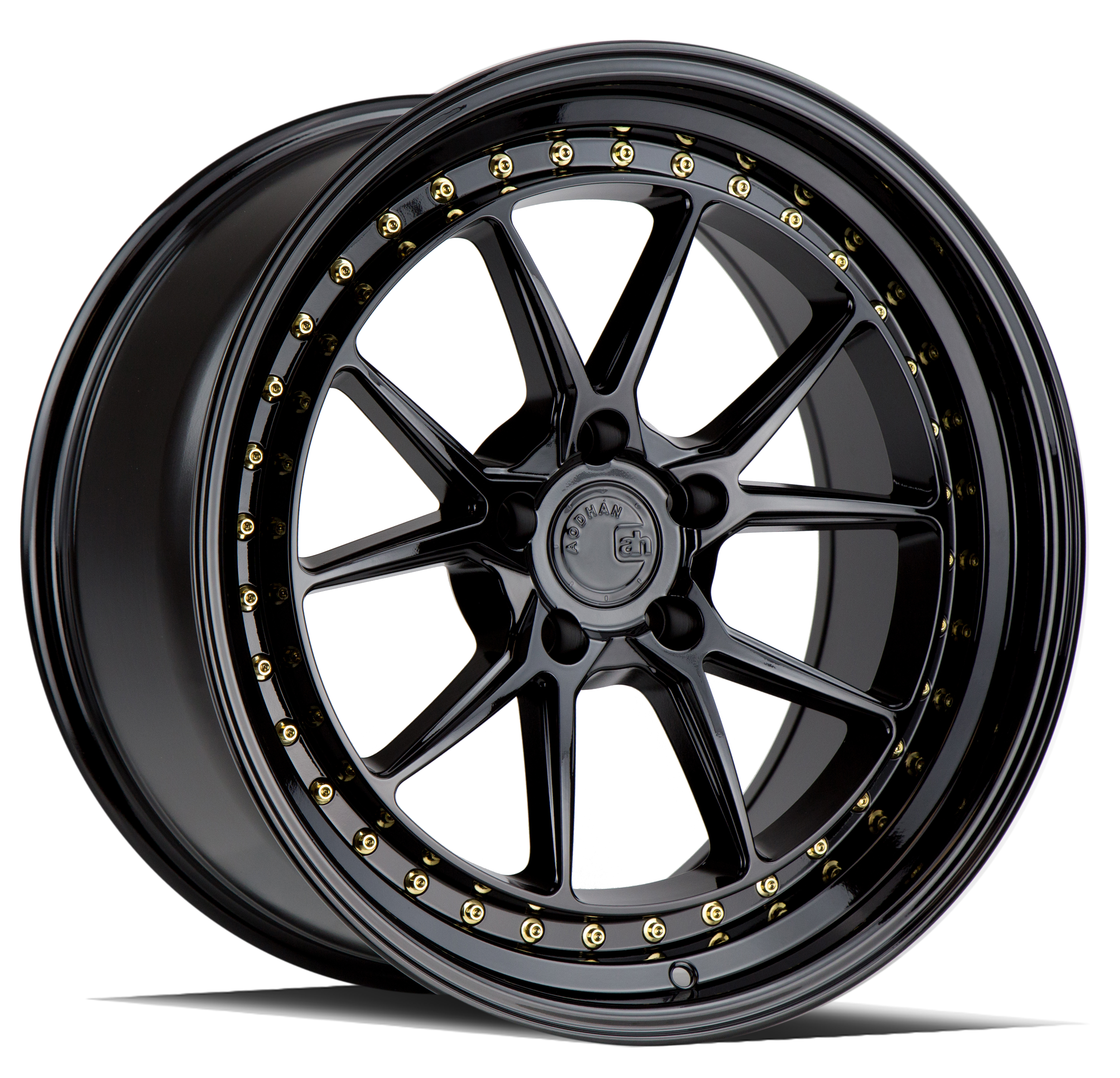 AODHAN DS08 - Gloss Black W /Gold Rivets