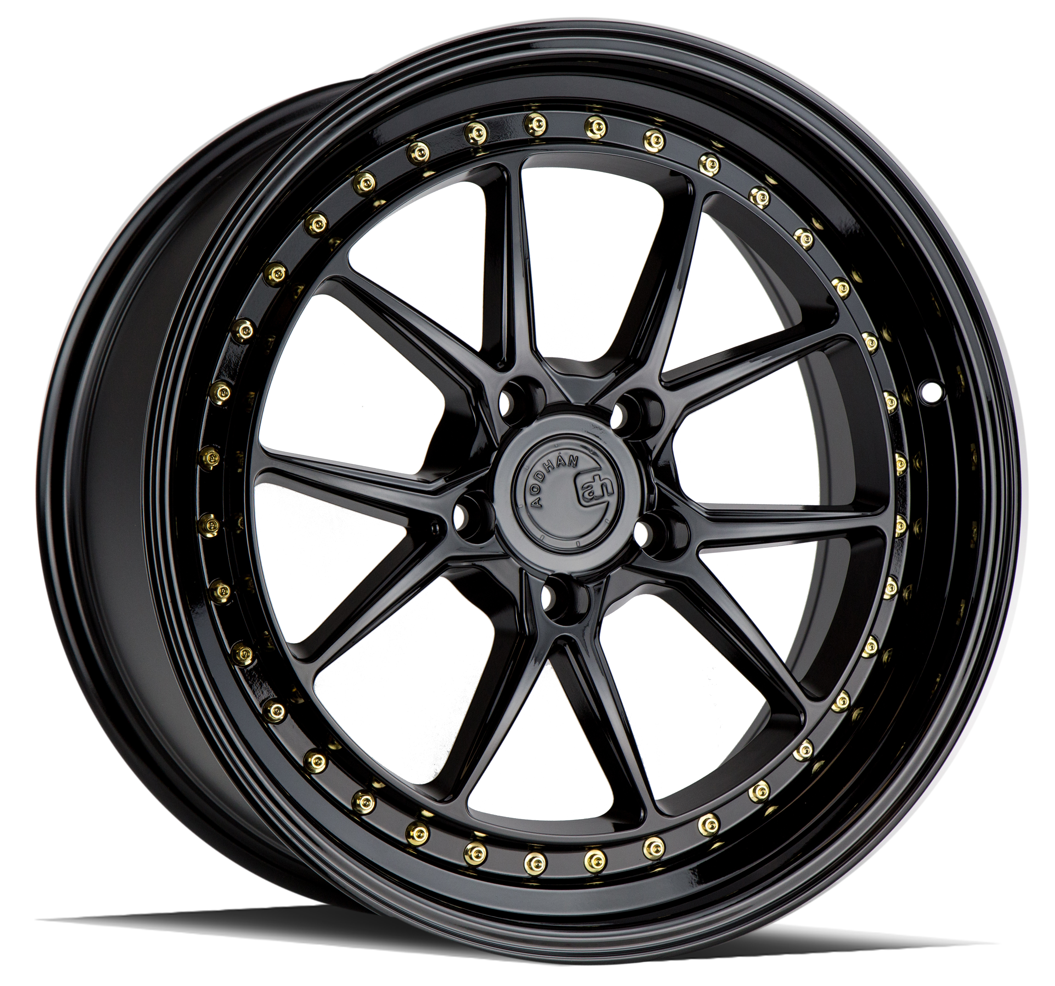 AODHAN DS08 - Gloss Black W /Gold Rivets